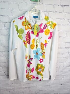 ICONIC Floral Long Sleeve Monaco Princess 50 UPF Top XL NWT